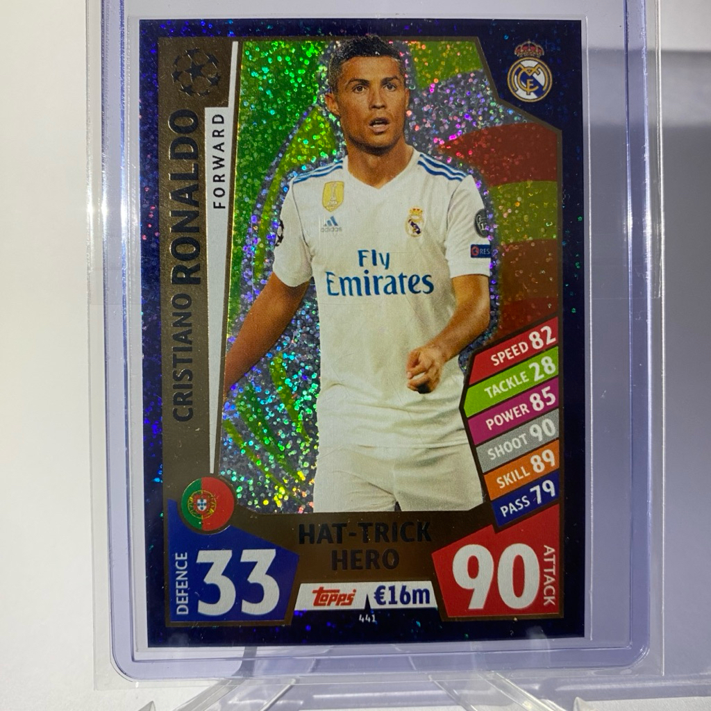 การ์ดนักฟุตบอล CRISTIANO RONALDO, CR7, REAL MADRID, HAT-TRICK HERO, MATCH ATTAX, TOPPS