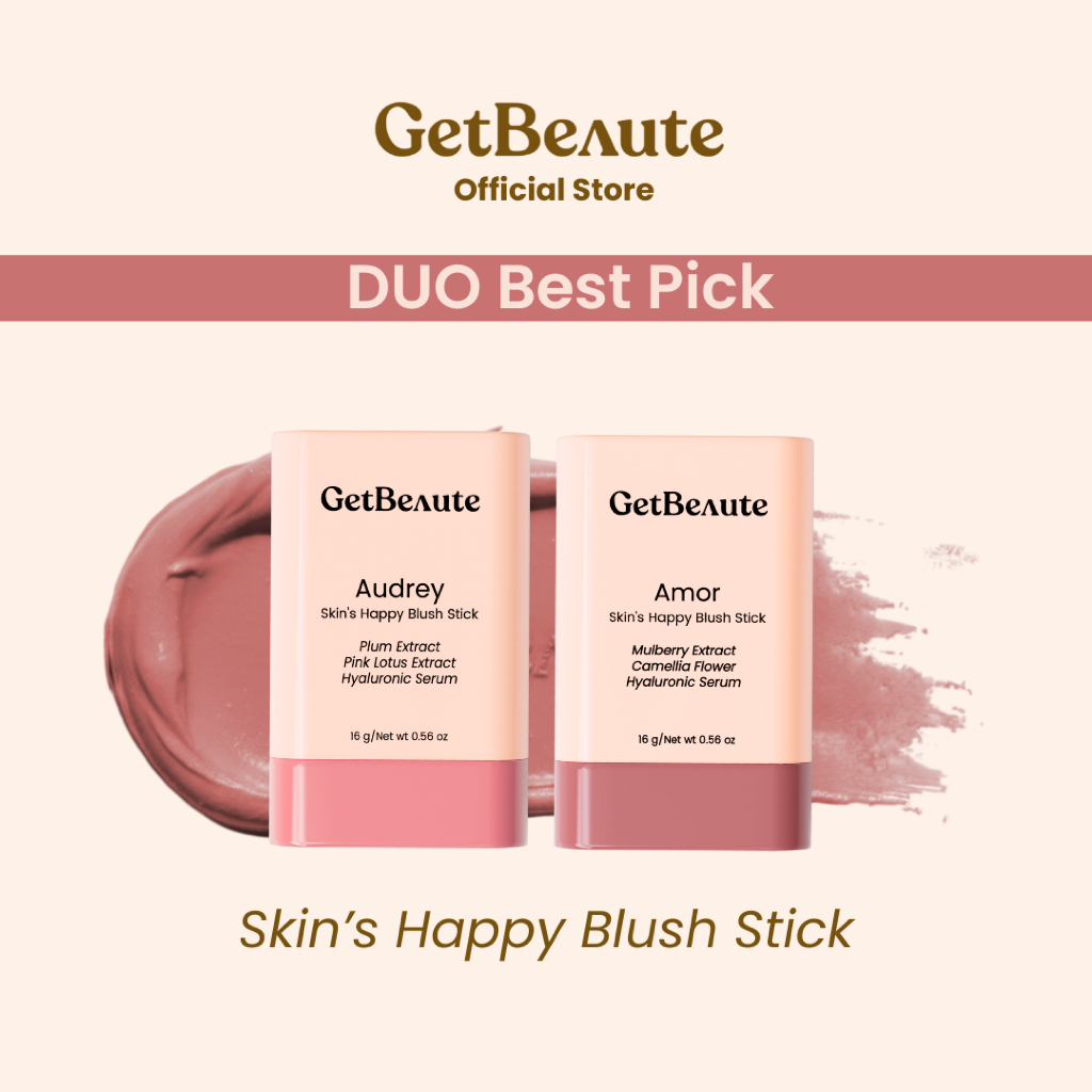 [Set 2 สีใหม่] GetBeaute | บลัชสติ๊ก Skin's Happy Blush Stick; 16g บลัชออน ปัดแก้ม แก้มฉ่ำ สีธรรมชาต