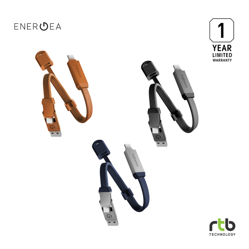 Energea Sheath Key สายชาร์จเร็ว และถ่ายโอนข้อมูล แบบเปลี่ยนหัวได้ USB-C to USB-C/A (60W) 15cm