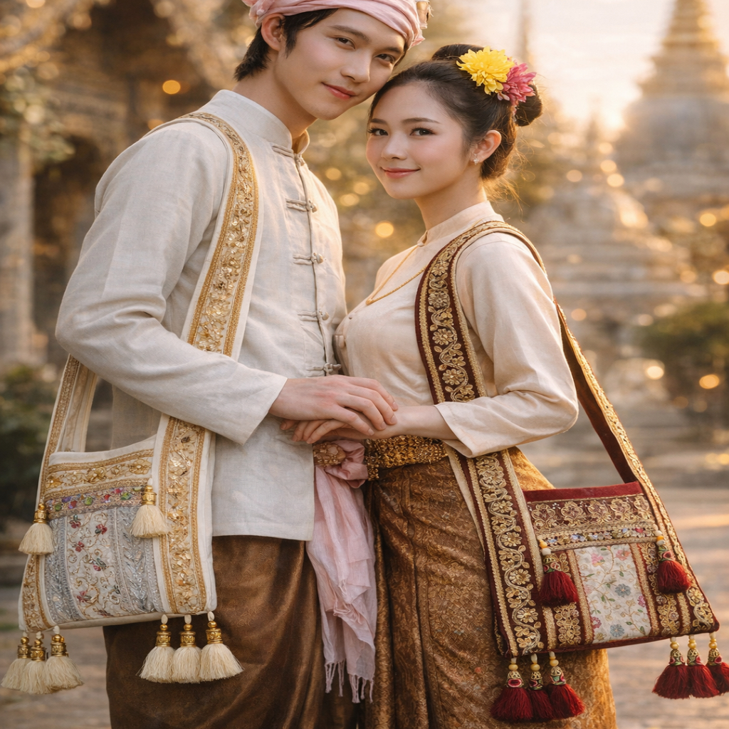 กระเป๋าย่ามพื้นเมือง ของดีเมืองเชียงราย งานทำมือ มีซิปปิดมิดชิด เหมาะเป็นของขวัญ/ใช้ไปวัด กว้าง 9 นิ้ว *ยาว 10 นิ้ว