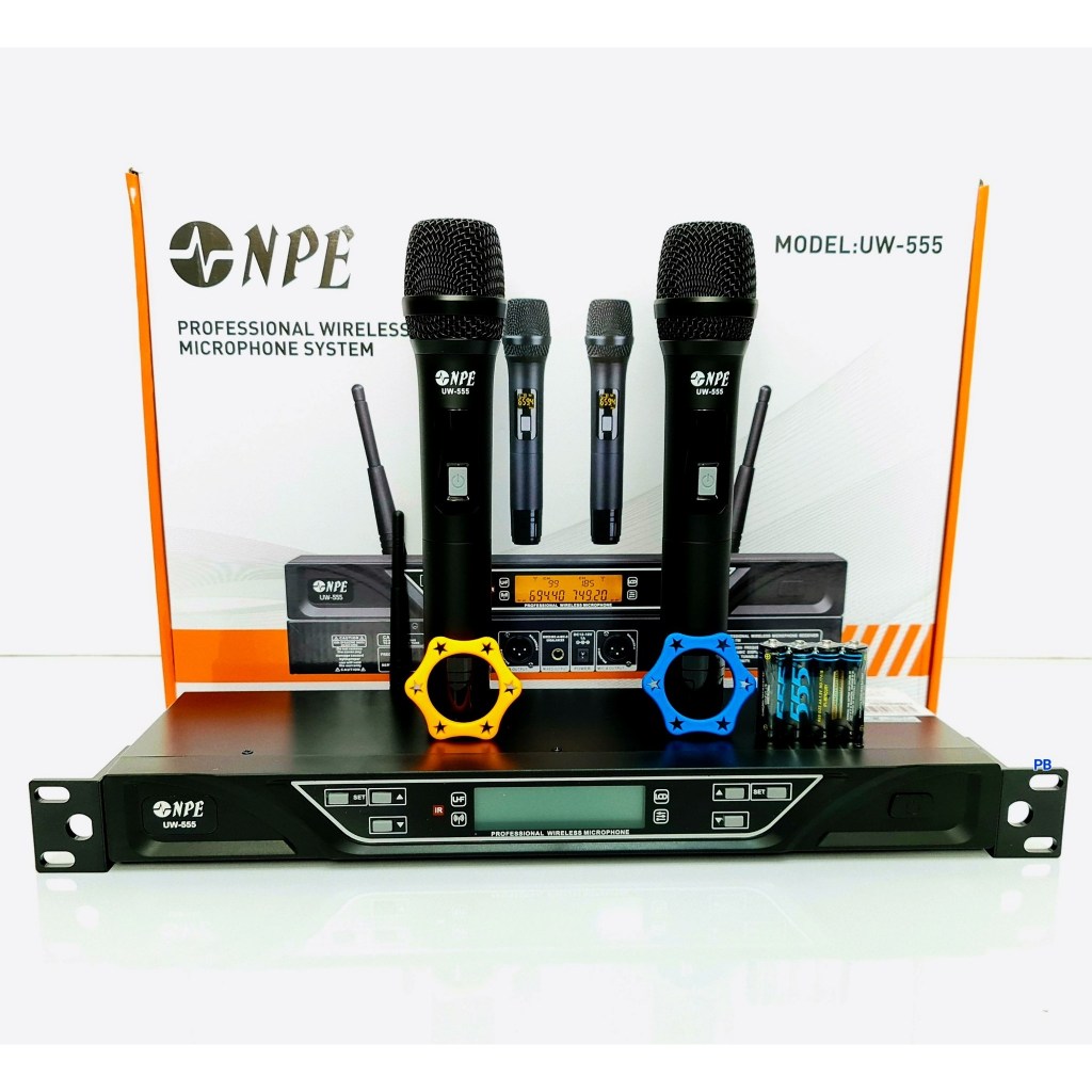 NPE UW-555 ไมค์ลอยคู่ ไมโครโฟนไร้สาย ถือคู่ UW 555 เอ็นพีอี