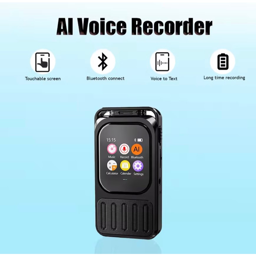 เครื่องบันทึกเสียง V78 AI เชื่อมต่อบลูทูธ แอปพลิเคชันในตัว แบตเตอรี่ 1200mAh บันทึกเสียงได้นาน 79H แปลเสียงเป็นข้อมูล