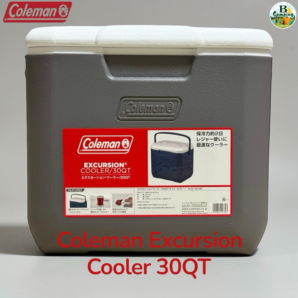 NEW2026‼️ถังน้ำแข็งColeman Excursion Cooler 30QT สีCharcoal ออกแบบมาให้เคลื่อนย้ายง่าย