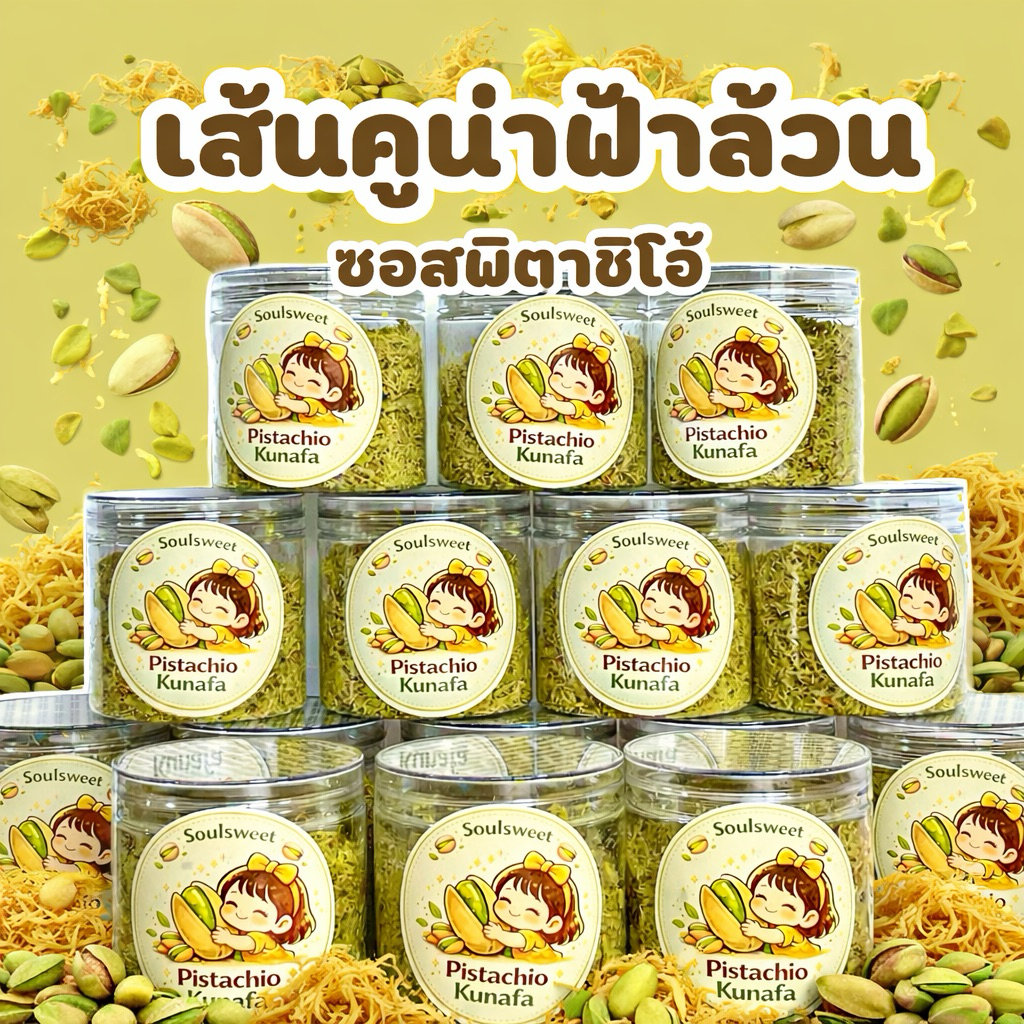 เส้นคูนาฟ่าพิสตาชิโอ้ล้วนๆจุกๆ(ขนาด 150 กรัม )ไส้เดียวกับเปี๊ยะหอมนัวกรอบ