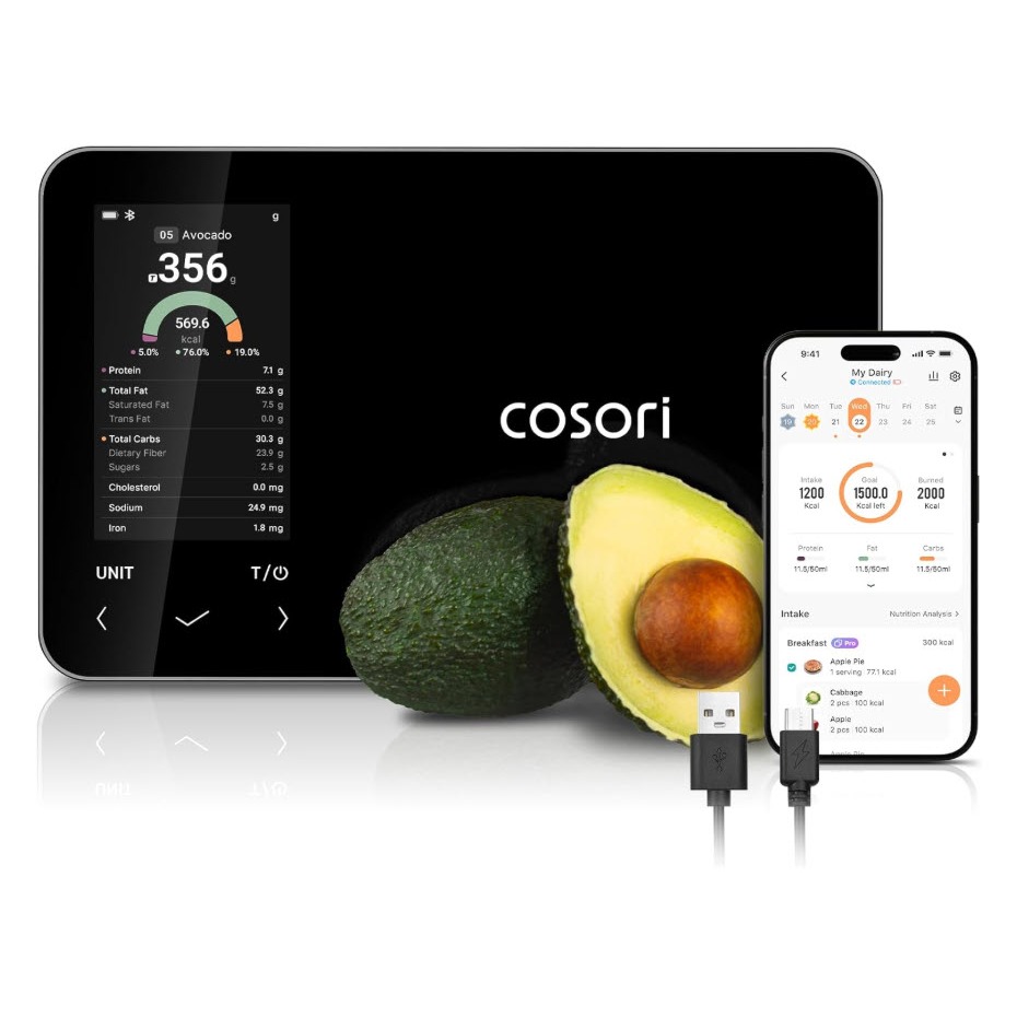 COSORI Smart Kitchen Food Scales Nutrilens , Premium Calorie Counting Scale, AI Scan via Free App, T