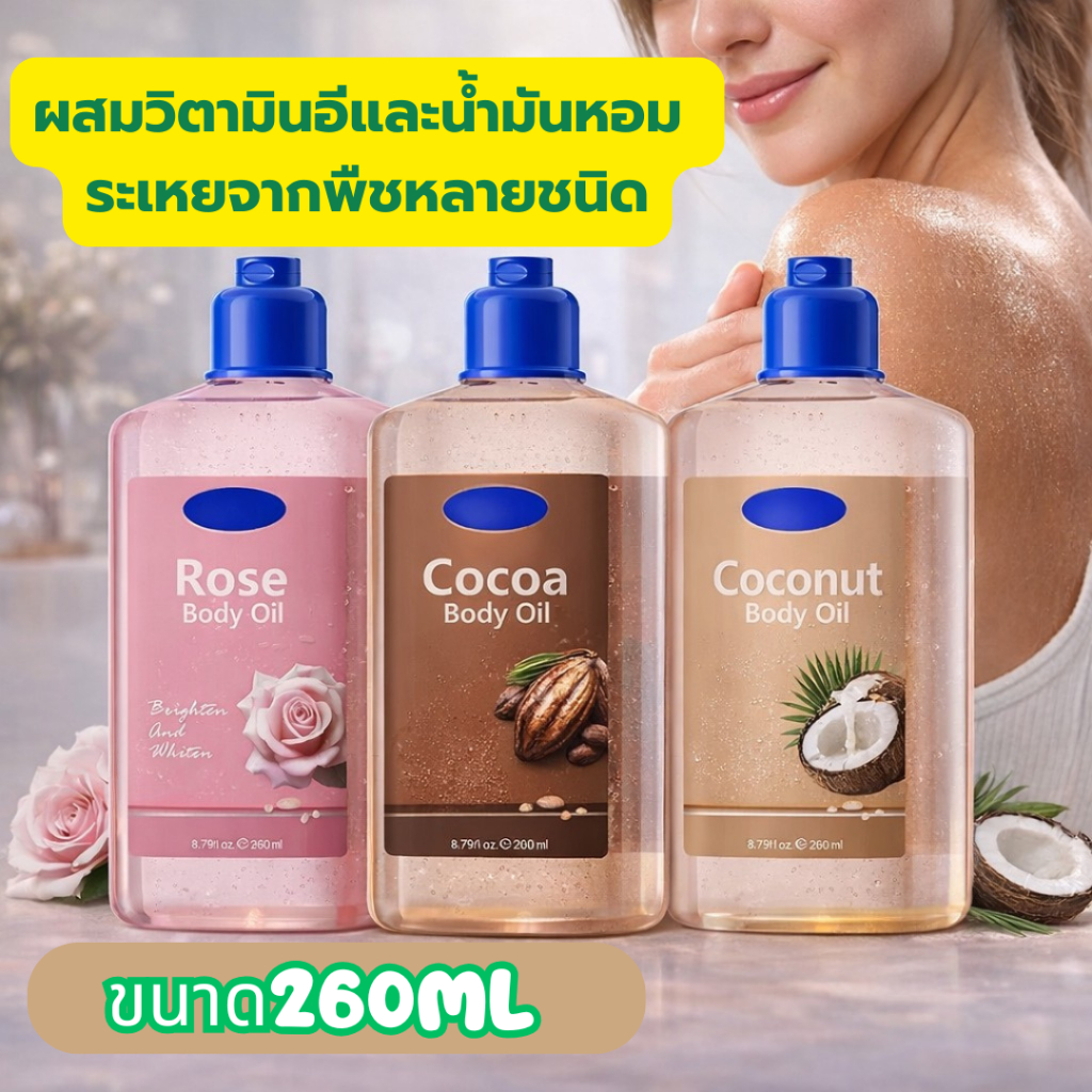 ออยล์บำรุงผิวกาย ผิวเนียนนุ่ม กลิ่นหอมติดทนนาน 260ml ราคา ถูกที่สุด ดีลบีเคเค แกลเลอรีภาพที่ 6