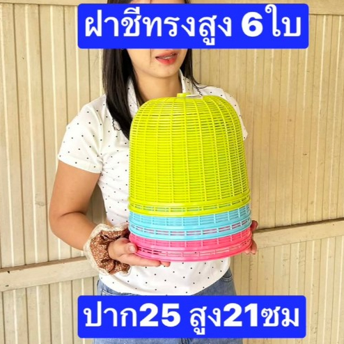 6ใบครับ ฝาชี  เครื่องปรุงก๋วยเตี๋ยว เล็ก ทรงสูง   ฝาชีครอบเครื่องปรุง   สูง21ซม ปากกว้าง25ซม   ฝาชีพลาสติก