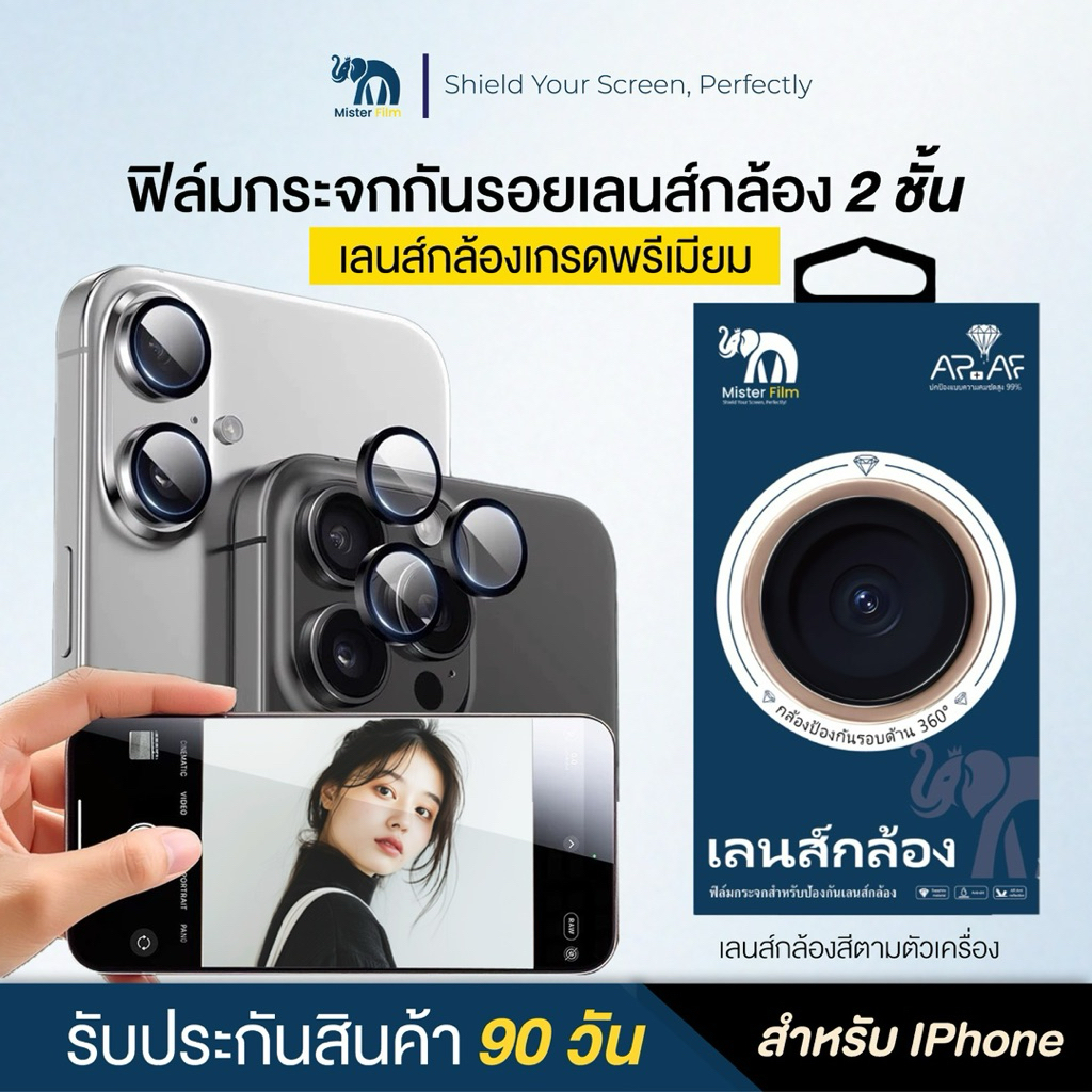 ฟิล์มกระจกเลนส์กล้อง Mister Film iPhone เกรดพรีเมียม 9H รับประกัน 90 วัน