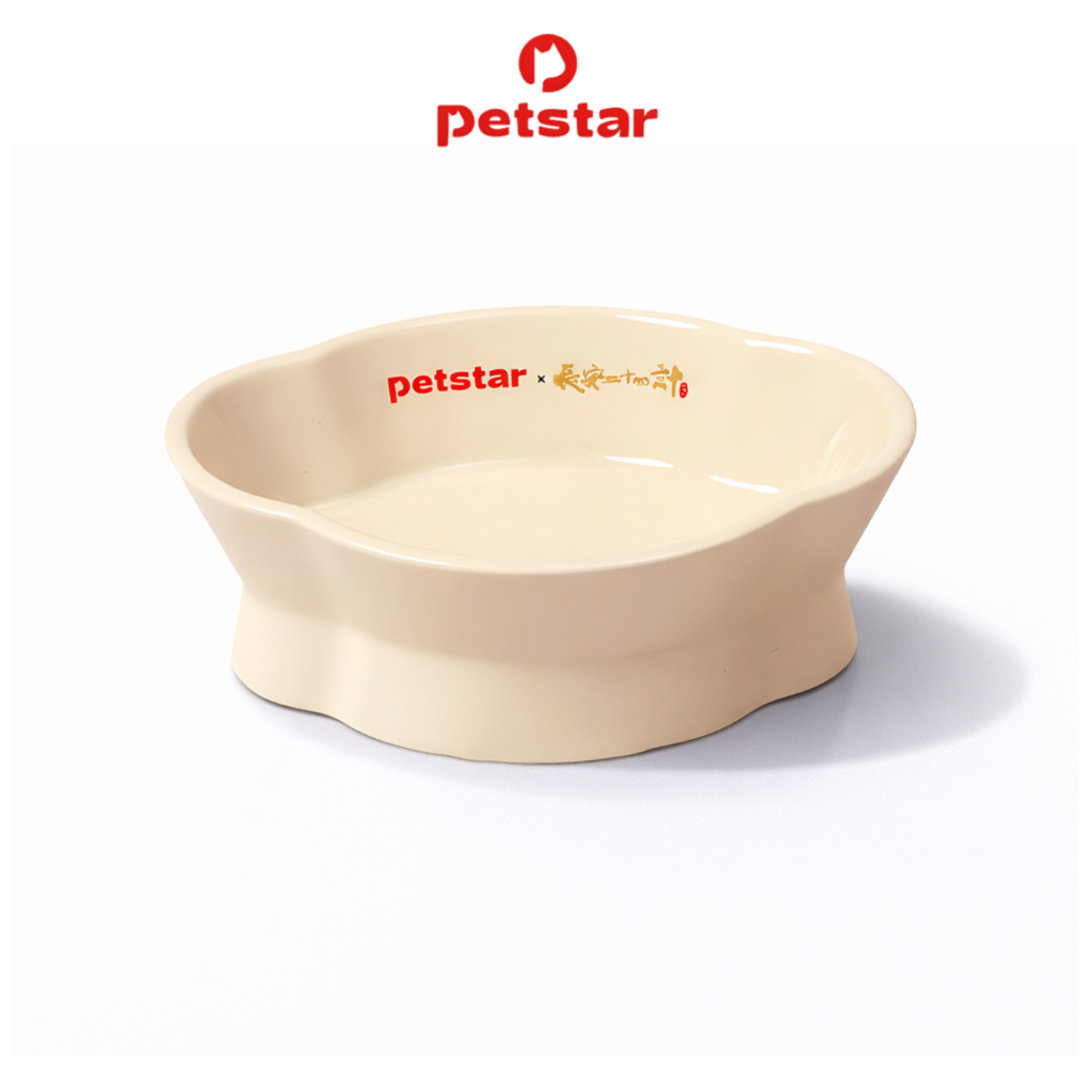 Petstar ถ้วยอาหารแมว Pet food bowl ชามอาหารแมว เซรามิก แผ่นรองชามอาหาร มีให้เลือก 2 แบบ กันลื่น