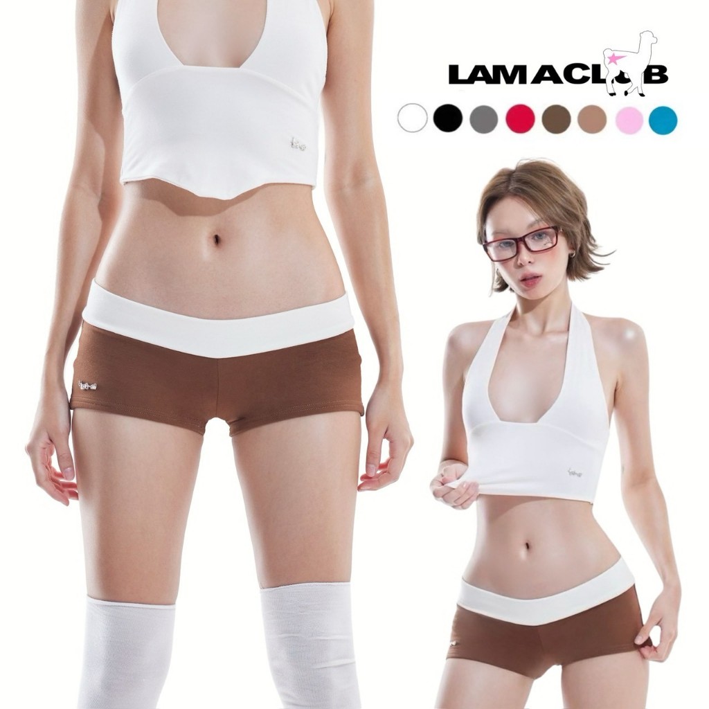 Babie Shorts กางเกงเอวต่ำ ปักอะไหล่ Lama