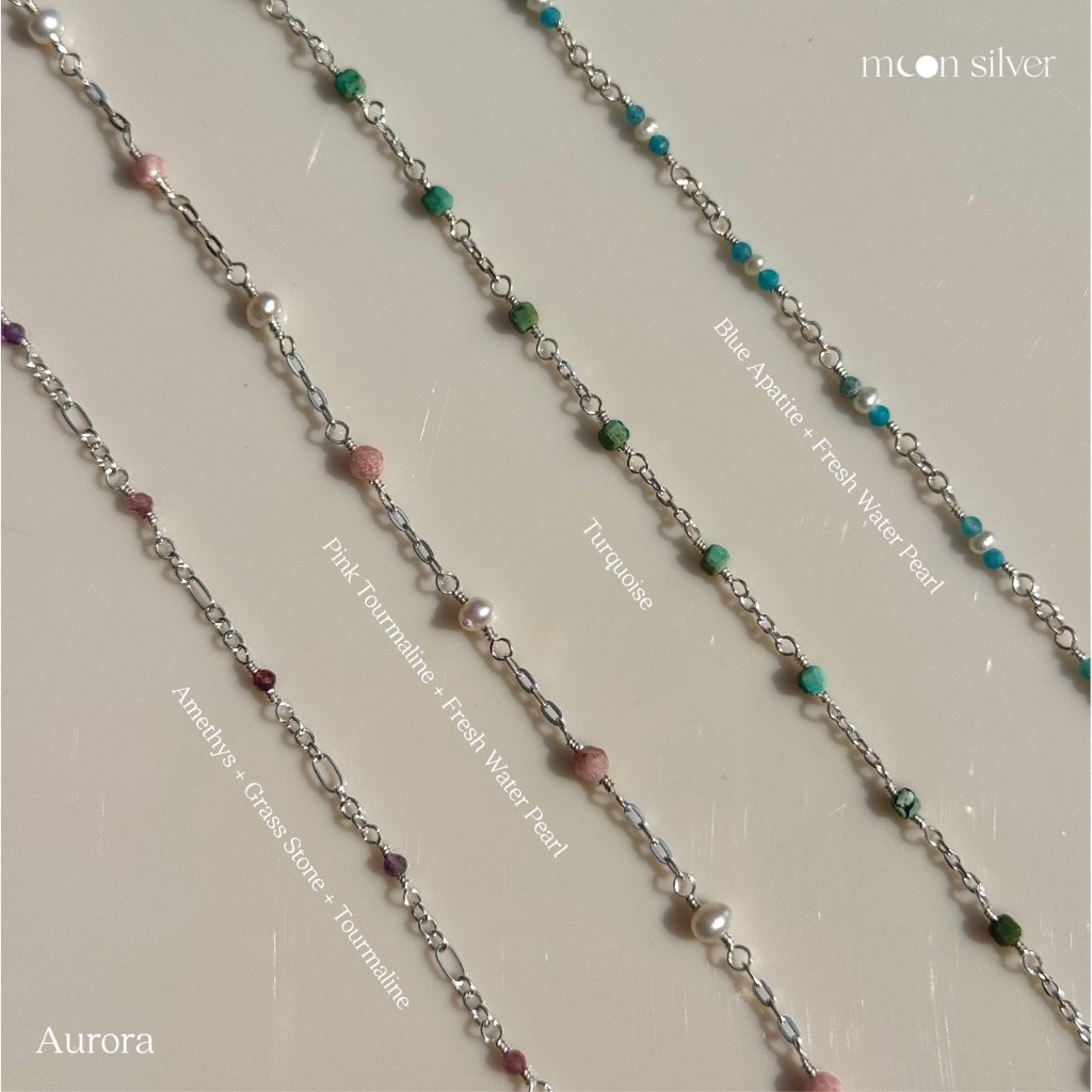 สร้อยข้อมือเงินแท้ 925  รุ่น Aurora Freesize  พลอยแท้ หินแท้
