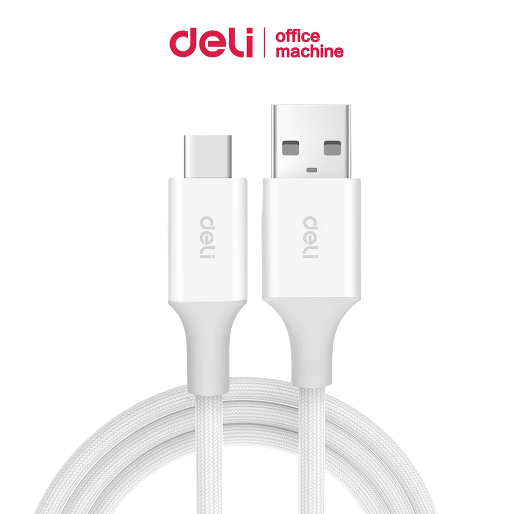 Deli สายชาร์จ สายชาร์จไนลอนถักType-A to C ชาร์จเร็วด้วยPD 100W ส่งข้อมูลไว HD Fast Charging Cable