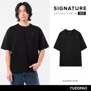 Yuedpao Signature Oversized 2026 ผ้าหนาทรงสวย ยับยากไม่ต้องรีด เสื้อยืดเปล่า โอเวอร์ไซส์ สี Black