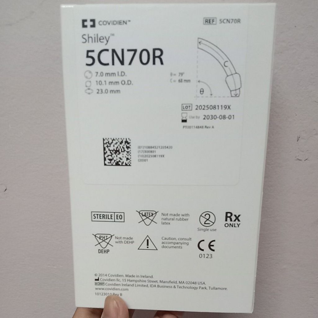 ท่อเจาะคอ Shiley Adult Flexible tracheostomytube withTaperGuard-5CN70R เบอร์7.0(Cuff)