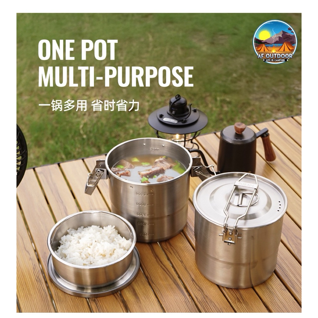มีส่งด่วน CLS ONE POT MULTI-PURPOSE ขนาด 3L ชุดหม้อสนามพกพา สแตนเลส มีถุงใส่