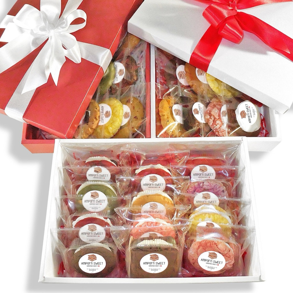 คุกกี้กล่องผูกโบว์12ชิ้น คุกกี้ของขวัญจัดเซ็ต Cookies Boxset 12pcs