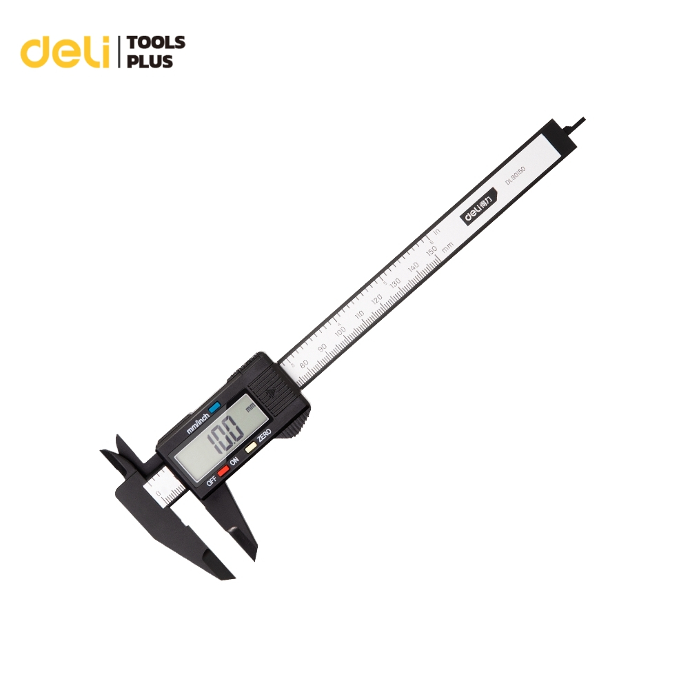 Deli เวอร์เนียร์คาลิปเปอร์ 150 มม. เครื่องวัดดิจิตอล ไนลอนPA66 ความแม่นยำสูง Vernier Caliper