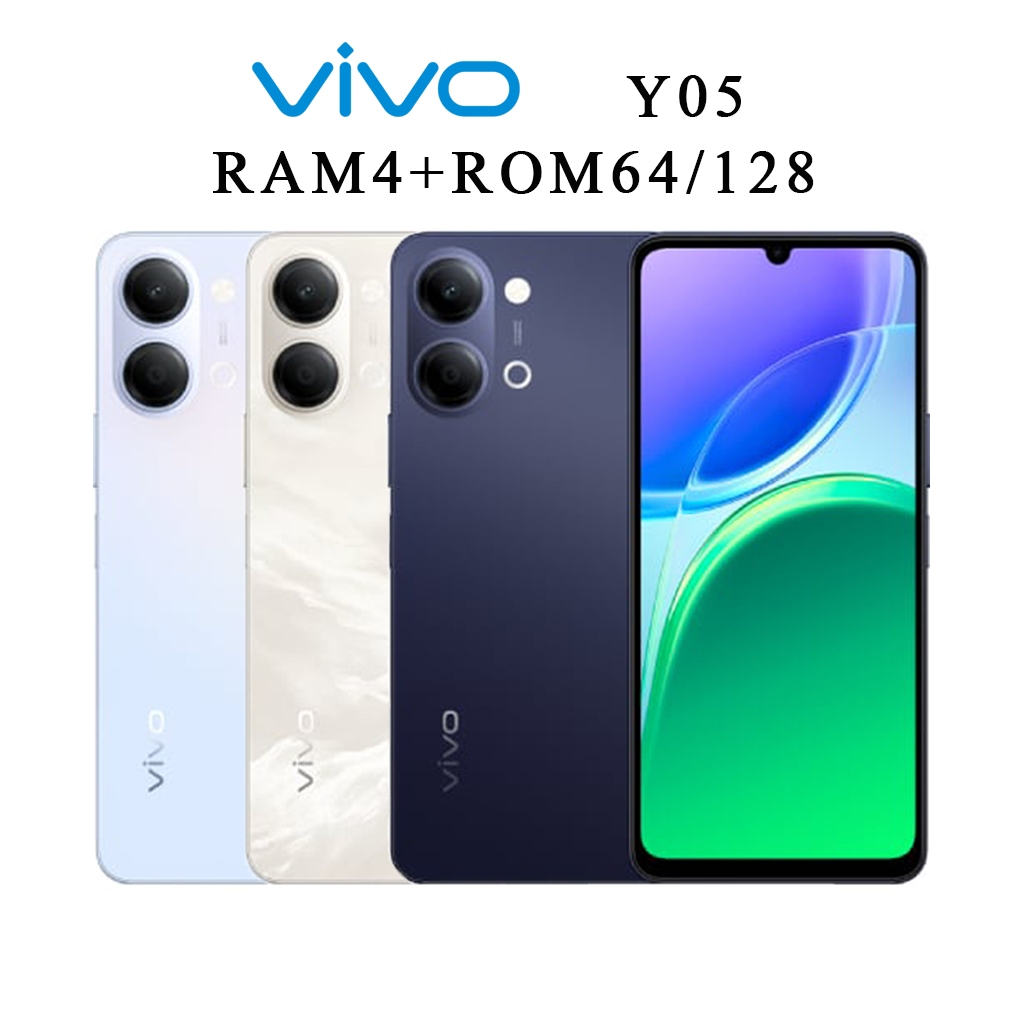 [New] Vivo Y05 (4+64GB) (4+128) | โทรศัพท์มือถือ วีโว่ | แบต 6,500mAh | ชาร์จเร็ว 15W | ประกันศูนย์ 1ปี