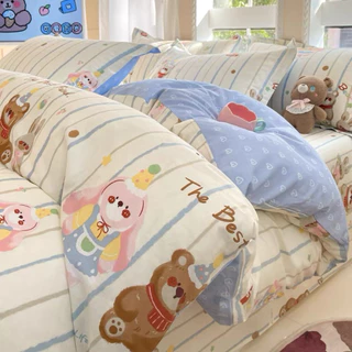 ผ้าปูที่นอนครบเซ็ต 6 ชิ้น พร้อมผ้านวม มีขนาด 3.5/5/6ฟุต