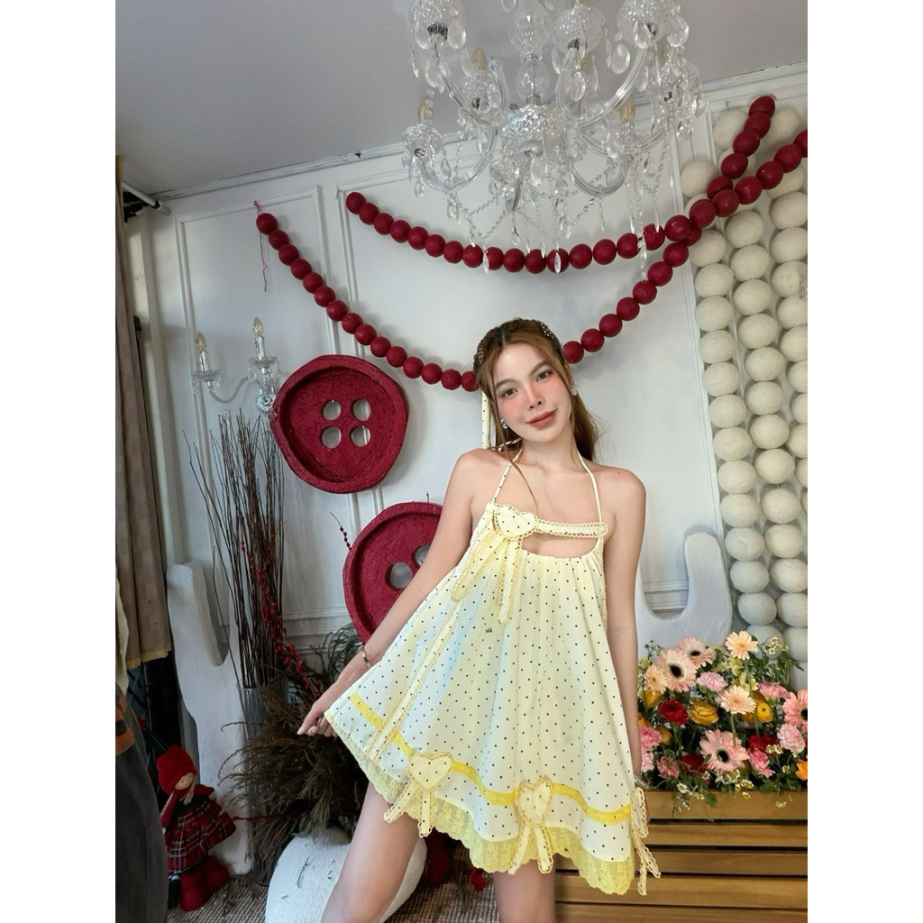 𝐍𝐞𝐰 𝐓𝐚𝐠𝐬 มินิเดรสลายโพกาดอท Sz.S,M,L ป้ายPitcha-พิชชา