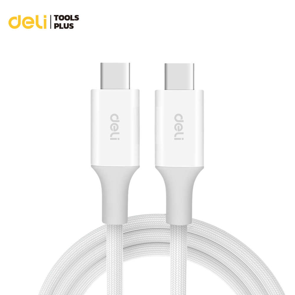 Deli สายชาร์จไว Type-C to Type-C สายไนลอนถัก 100W สายชาร์จยาว1/2 เมตร Fast charging PD data cable