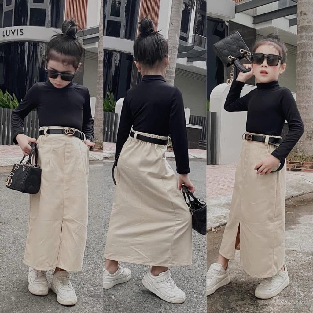 ชุดเชตกระโปรงดำพร้อมเข๋มขัด ได้ทั้งเชตแขนกุดแขนยาวเลยนะคะ 4 ชิ้น