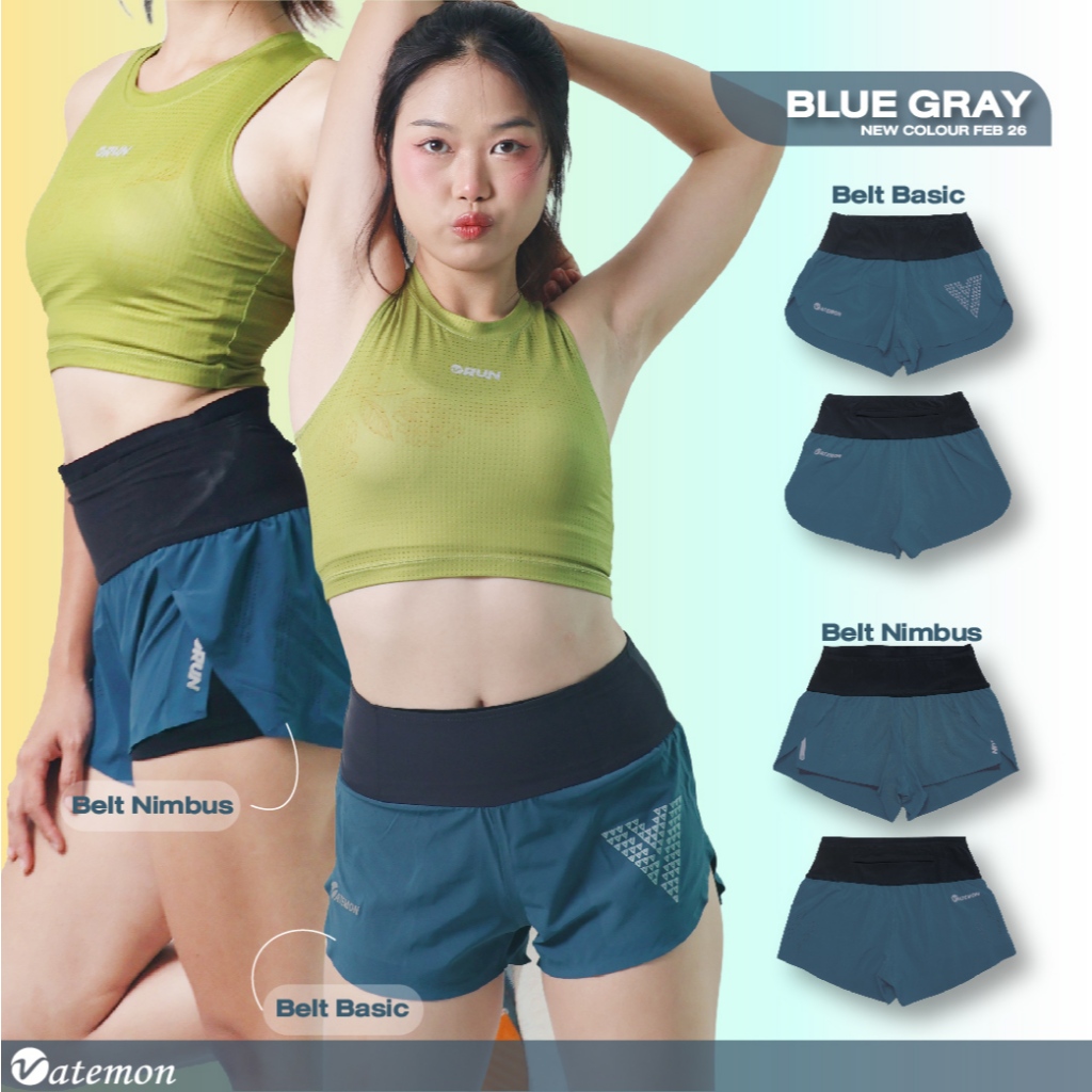 Vatemon กางเกงวิ่ง Belt Basic/Belt Nimbus สำหรับผู้หญิง ''สี BLUE GRAY''
