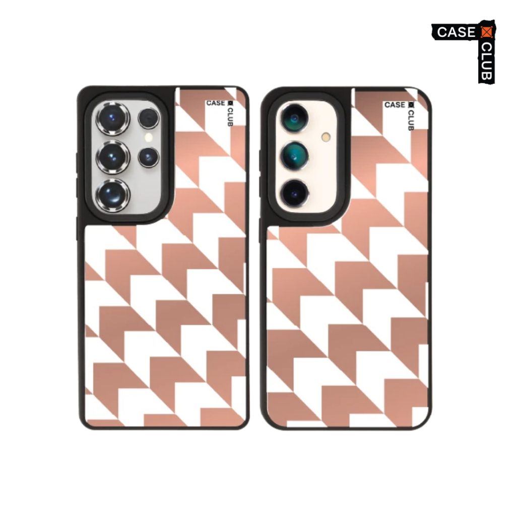CaseClub เคสโทรศัพท์ เคสกระจก ลาย Mono Houndstooth สำหรับ Galaxy S25/S24 Ultra/S25/S24