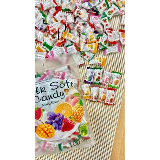 Milk Soft candy ลูกอมเคี๊ยวหนึบกลิ่นผลไม้มายชูวี่ รสรวมรส น้ำหนักสุทธิ 380 กรัมราคาส่งยกลัง/ครึ่งลัง