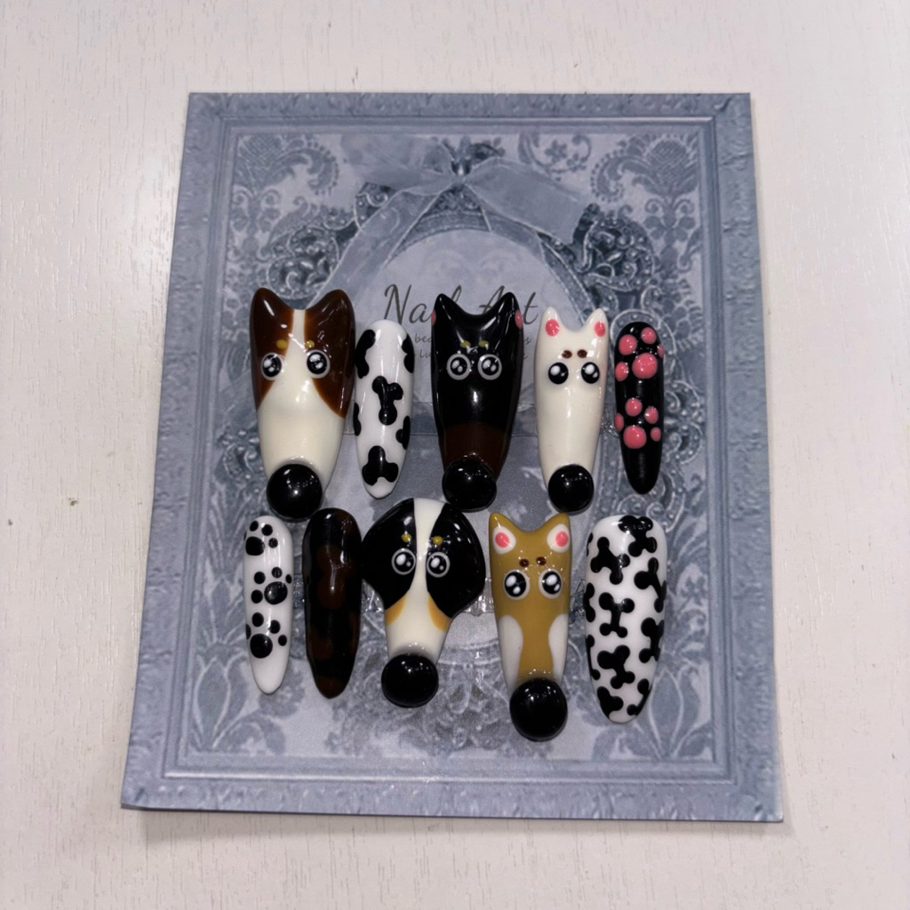 🔥Sale🔥เล็บปลอมลูกตางู Fake Nails Eyeball Snake Gothic 10 ชิ้น แถมฟรีกาว+ตะไบ+สติ๊กเกอร์