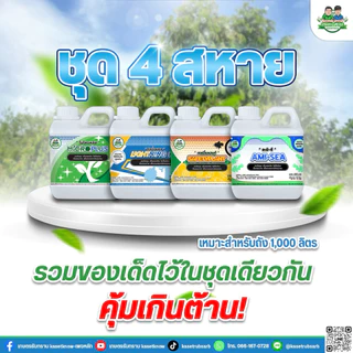 ชุดสี่สหาย สารเสริมประสิทธิภาพพืช เซฟตี้แพลนท์ ไมโครพลัส ไลนิ่งแคล อะมีซี ต้นสมบูรณ์ ลูกดก เกษตรรับทราบ
