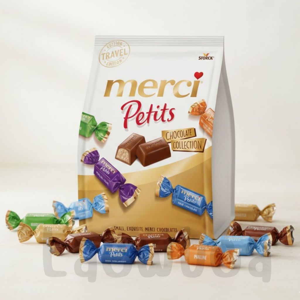 Merci ช็อกโกแลตรวมรสชิ้นพอดีคำจากแบรนด์ Storck ประเทศเยอรมนี ขนาด 250 กรัม มี 30 ชิ้น Exp.08/10/26