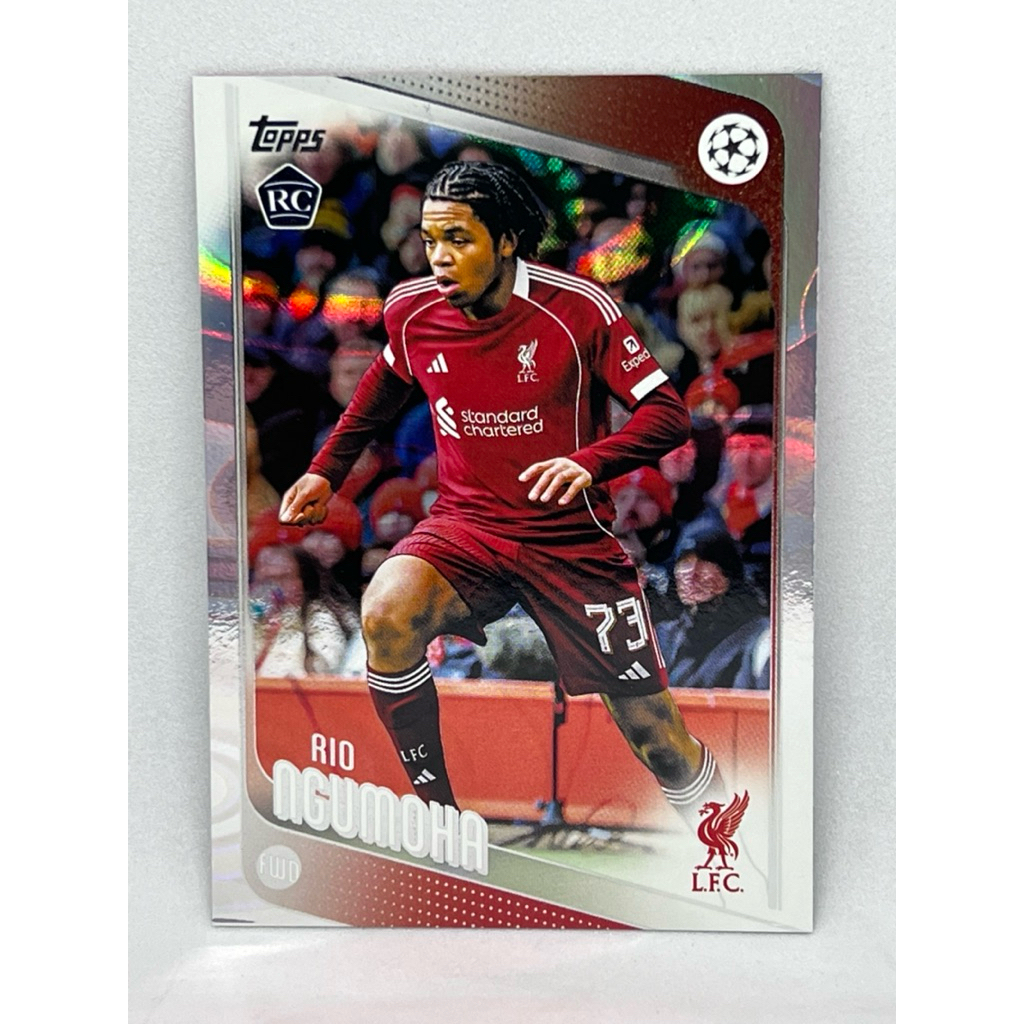 การ์ดฟุตบอล Topps 2024 - 2025 UCC Rio Ngumoha RC Raindrop