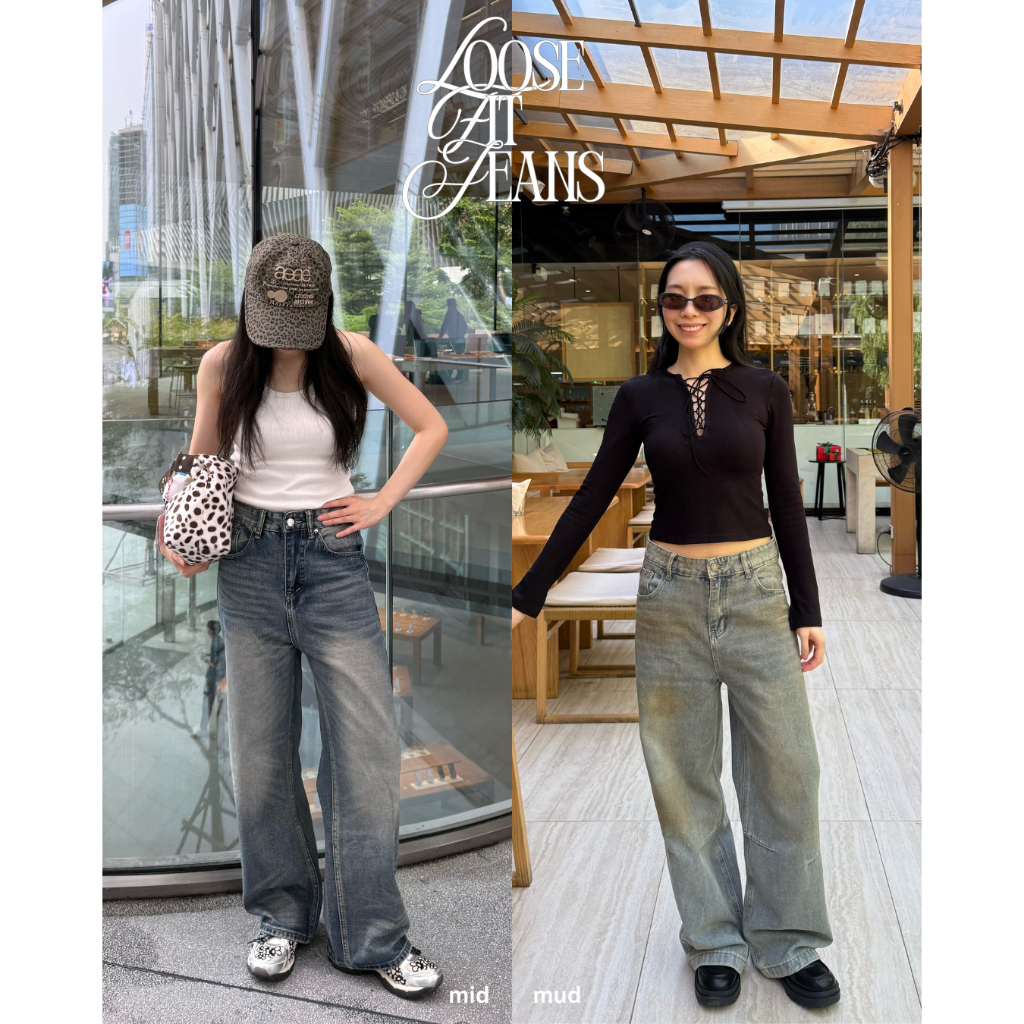 UIUI | LOOSE FIT WASHING DENIM กางเกง ฟอกสนิม