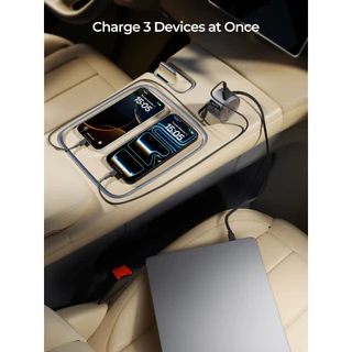 AUKEY CC-P5 67W ที่ชาร์จในรถยนต์ Car Charger พร้อมสายชาร์จในตัว ชาร์จ 3 เครื่อง