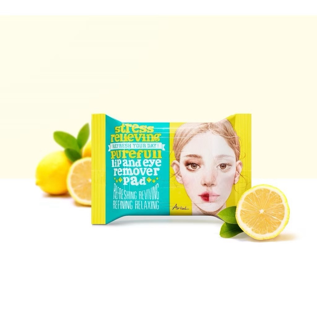 ARIUL Stress Relieving Purefull Lip and Eye Remover Pad แผ่นเช็ดล้างเครื่องสำอาง