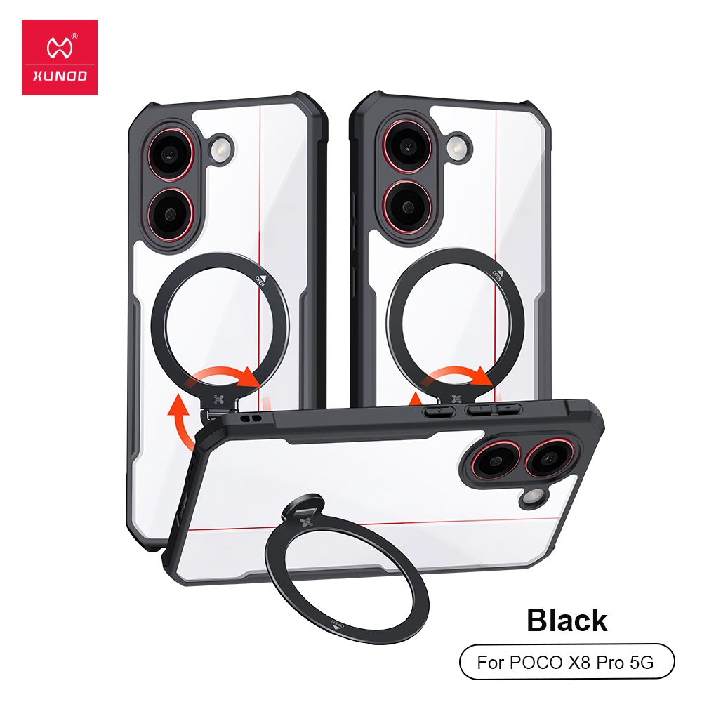 XUNDD Case ใช้สำหรับ Redmi Turbo5 Max Poco X8 Pro Max เคสโทรศัพท์แม่เหล็ก ปรับหมุนได้ กันกระแทกและกันรอยขีดข่วน