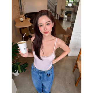 RUDY – LOVE LACE BODYSUIT 💌(ส่งด่วน!!)บอดี้สูทลูกไม้มีซับในติดเพชรทั้งตัวสีสวยละมุน สายปรับได้