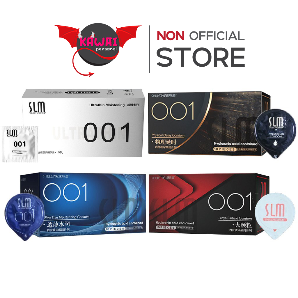 SLM ถุงยางอนามัย 4 รุ่น เรียบ / บาง / ปุ่ม / ขวาง เพิ่มไฮยาลูรอน ไซส์ 52±2 มม.