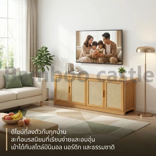 🐼ชั้นวางทีวีไม้แท้ ชั้นวางทีวี ไม่แตกไม่บิด ขนาดพอดีห้องไทย ปลอดสารฟอร์มาลีน ไม้ธรรมชาติ สำหรับ TV 65นิ้วโดยตรง