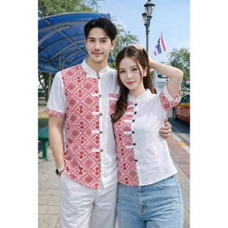 เสื้อผ้าไทย ชาย/หญิง (ทีม) ลายประกายดาว มีให้เลือกหลายสี หลายไซส์