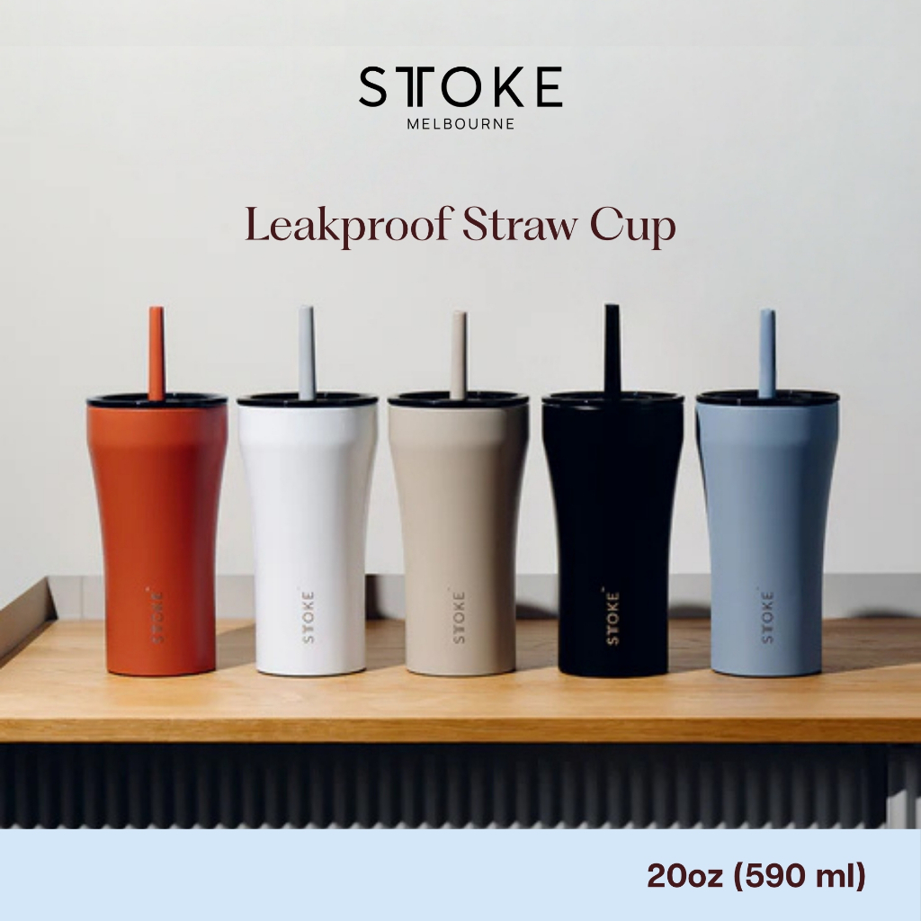 Sttoke Melbourne - Leakproof Straw Cup 20oz แก้วเก็บความเย็น พร้อมหลอด แก้วน้ำเคลือบเซรามิก