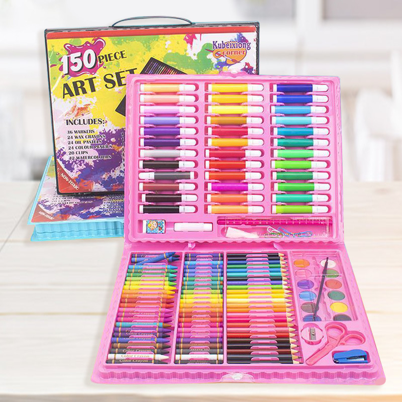 เซ็ทระบายสี 150 ชิ้น ครบจบในกล่องเดียว รวมสีไม้สีเทียนสีน้ำ ปากกา อุปกรณ์เรียนศิลปะ