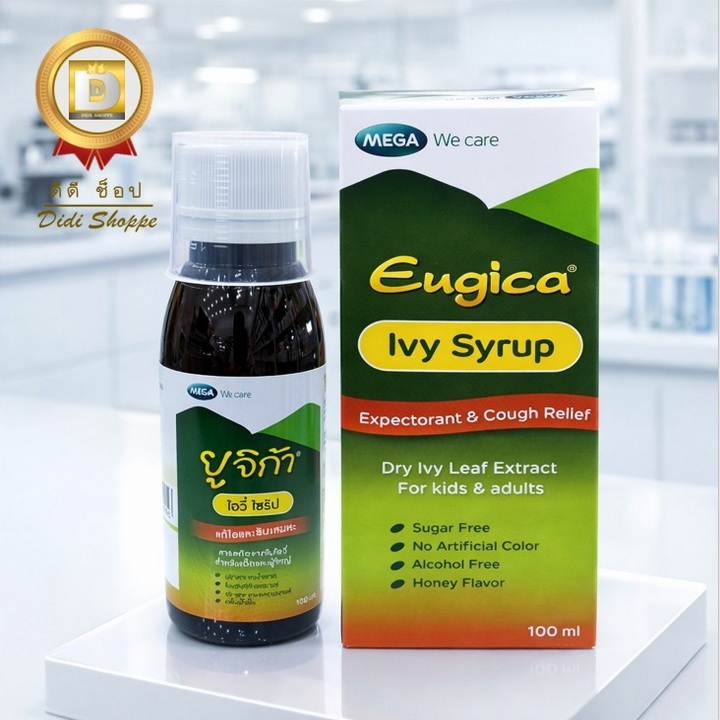 MEGA We care เมก้าวีแคร์ Eugica Ivy Syrup ยูจิก้า ไอวี่ ไซรัป ขนาด 100 ml.