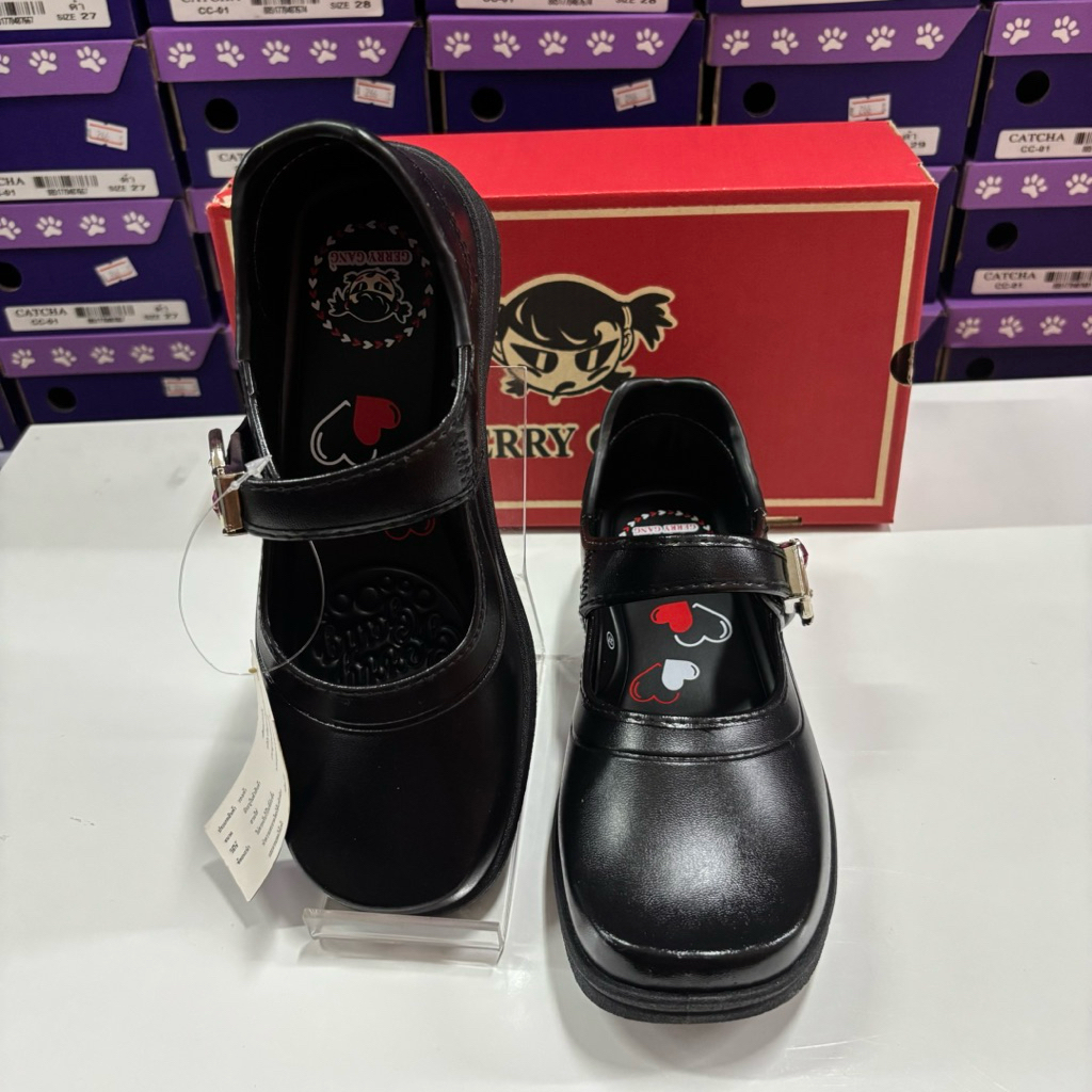 รองเท้านักเรียนหญิง GERRY GANG’ (หนังดำ) | ไซส์ 32-45 | G-6607