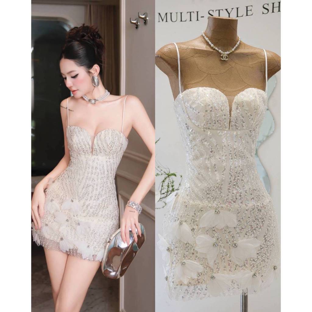 TBB Brand: Mini dress Cocktail 🍹 ชุดมินิเดรสผ้าเลื่อมประดับลูกปัด