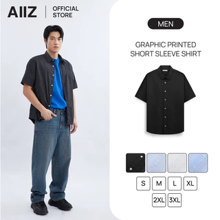 AIIZ เสื้อเชิ้ตแขนสั้นลายพิมพ์กราฟิก AIIZ Men's Graphic Printed Short Sleeve Shirt