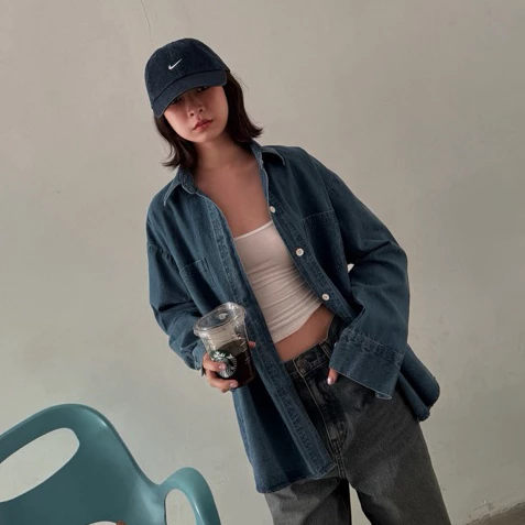 เสื้อเชิ้ตยีนส์ Nammon Jeans C40-C41ผ้ายีนส์ญี่ปุ่นแขนยาว 2 กระเป๋าหน้า Unisex
