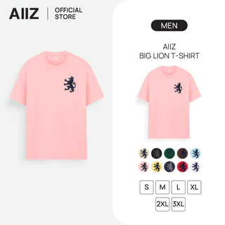 AIIZ เสื้อยืดคอกลมสีพื้นโลโก้สิงห์ AIIZ Men's Big Lion T-Shirt