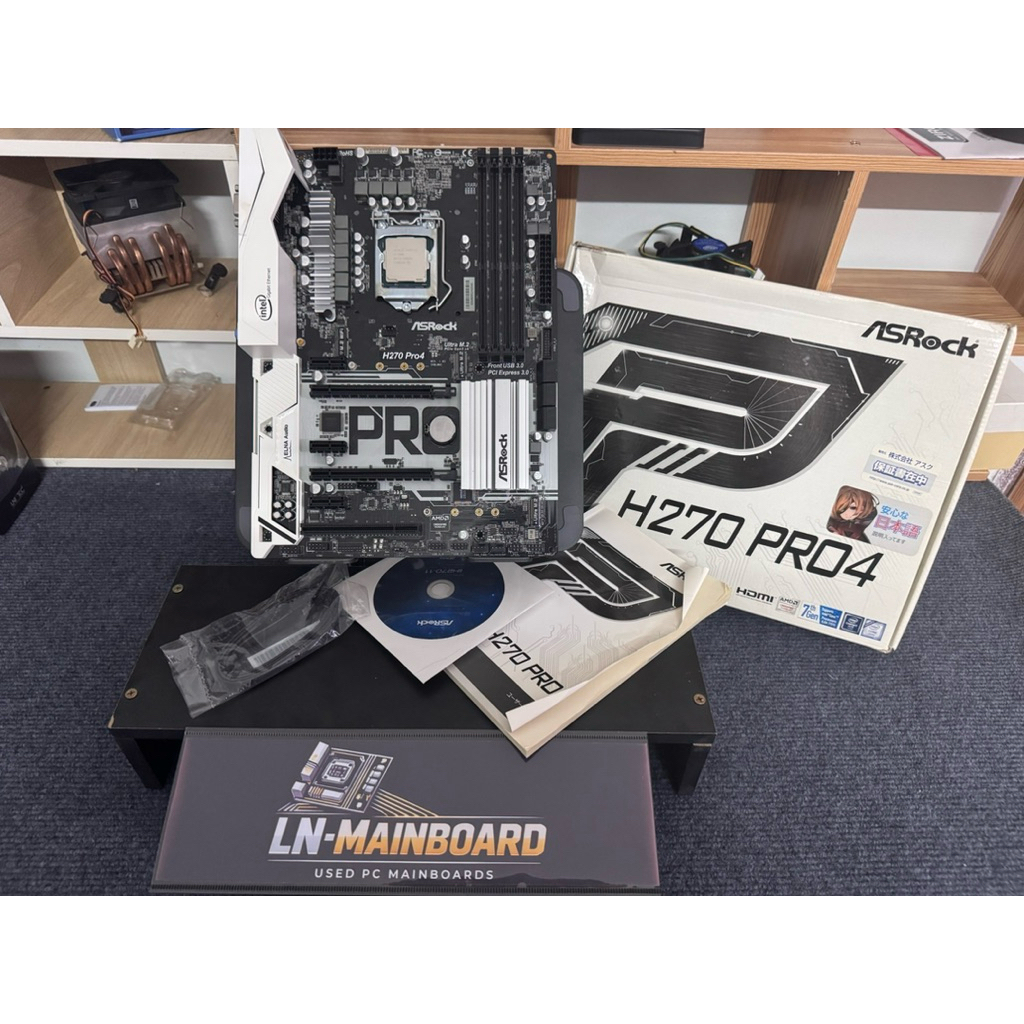 [Mainboard มือสองพร้อม CPU] Asrock H270-Pro4 LGA1151 + CPU i5 7600 (ไม่มีฝาหลัง)